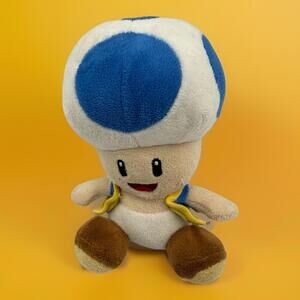 Super Mario - 2010 Toad 7 Inch Collectible Plush San-ei Little Buddy Blue